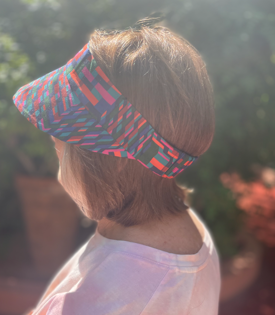Sun Visor in Liberty Ziggy - Bright Geometric Graphic print