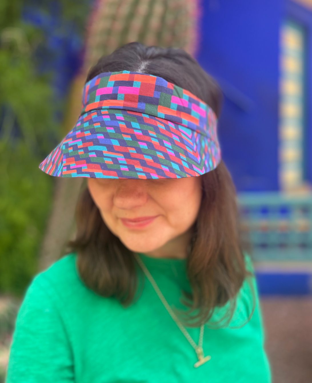 Sun Visor in Liberty Ziggy - Bright Geometric Graphic print