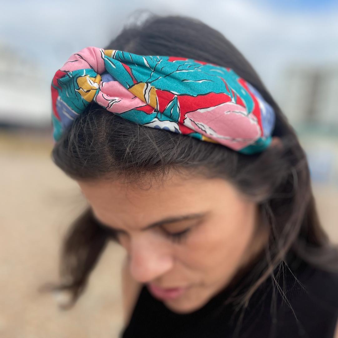 Twisted Alice Headband - Vintage Tulip Liberty of London Bright Floral print