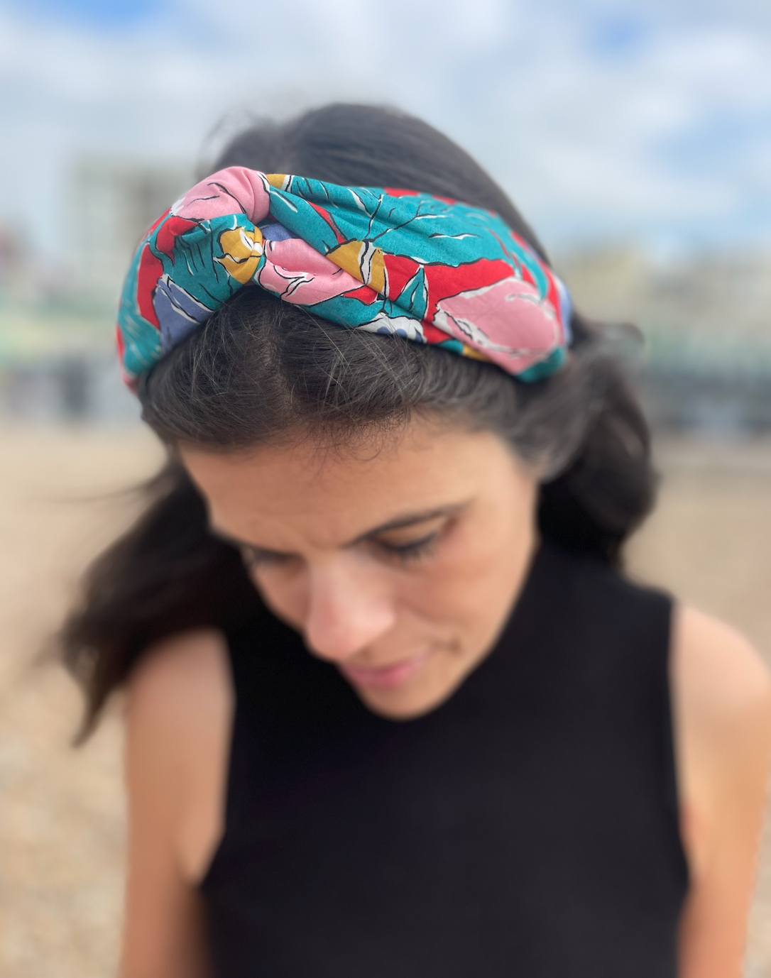Twisted Alice Headband - Vintage Tulip Liberty of London Bright Floral print