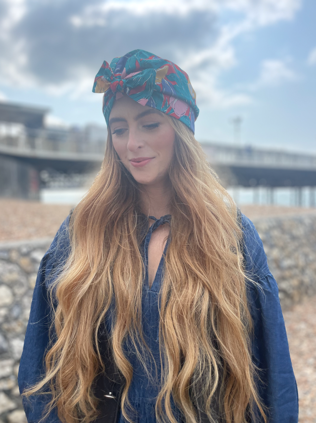 Ladies Turban Hat - Vintage Liberty of London Tulip - Bright floral