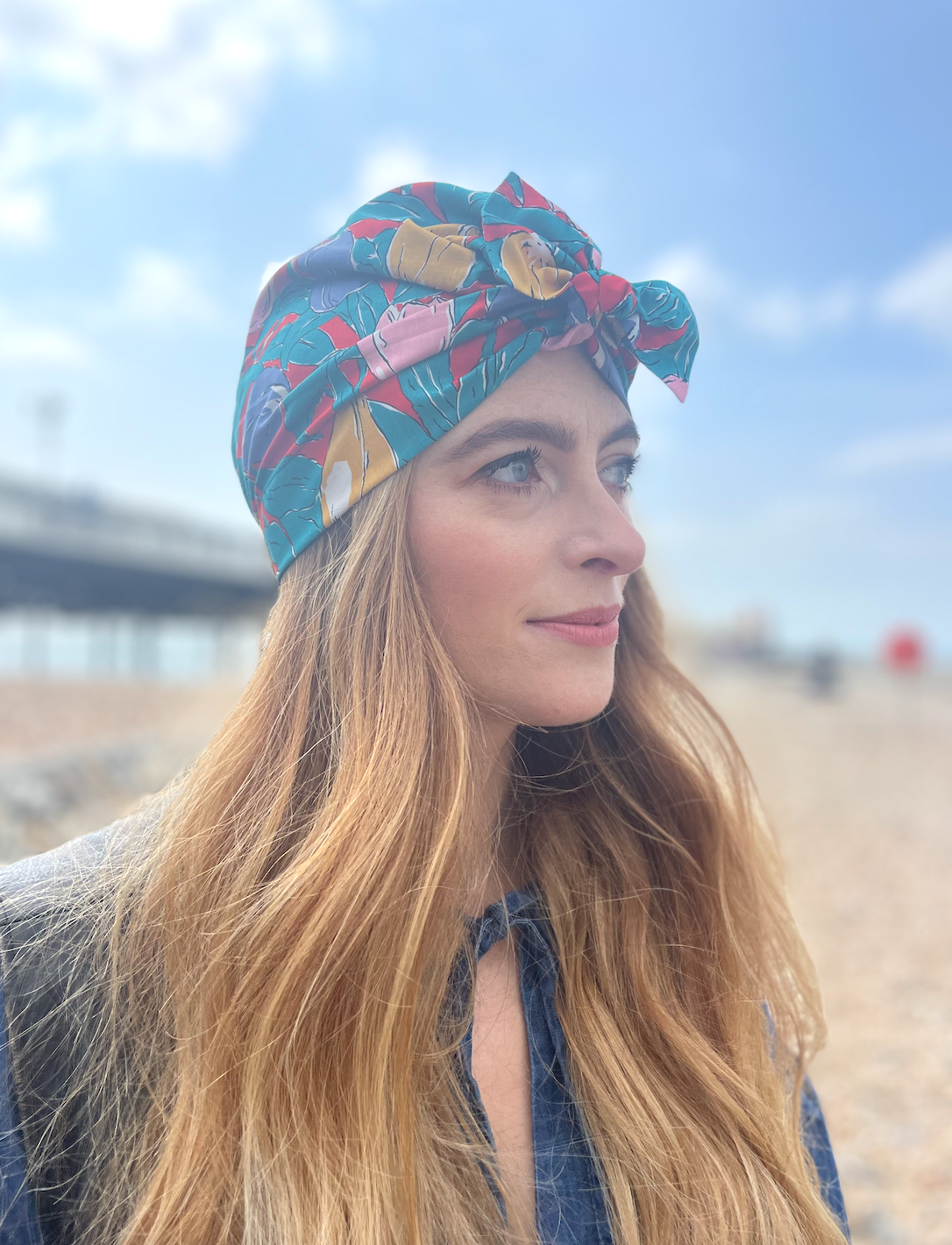 Ladies Turban Hat - Vintage Liberty of London Tulip - Bright floral