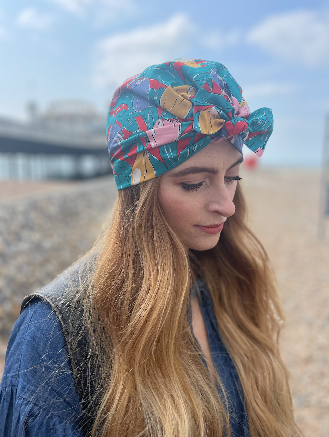 Ladies Turban Hat - Vintage Liberty of London Tulip - Bright floral