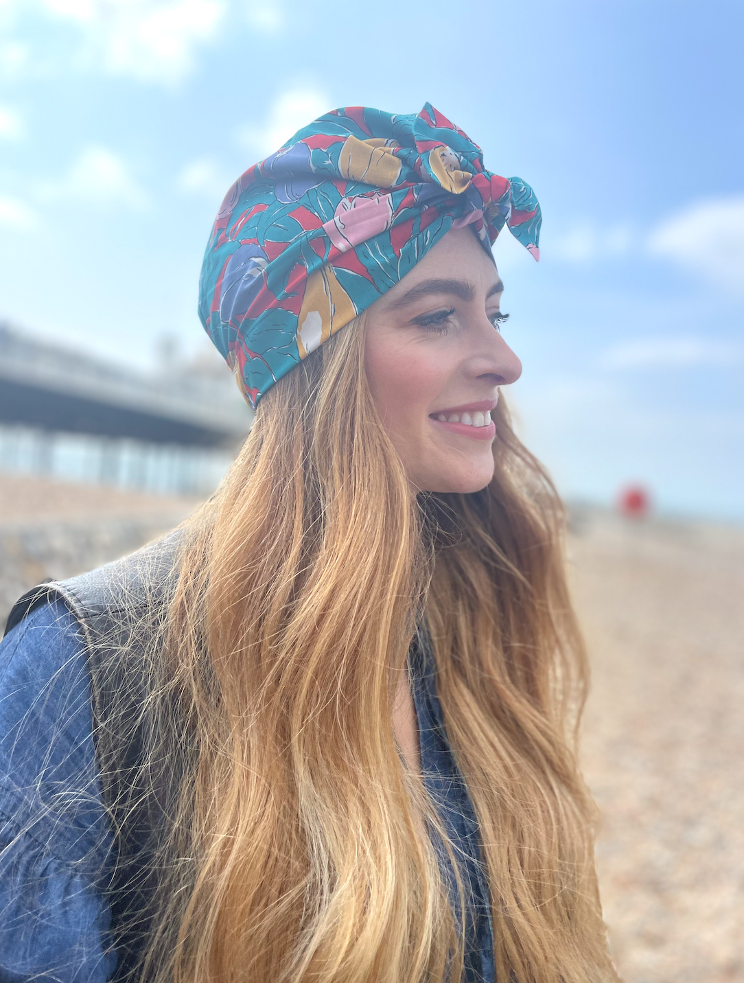Ladies Turban Hat - Vintage Liberty of London Tulip - Bright floral