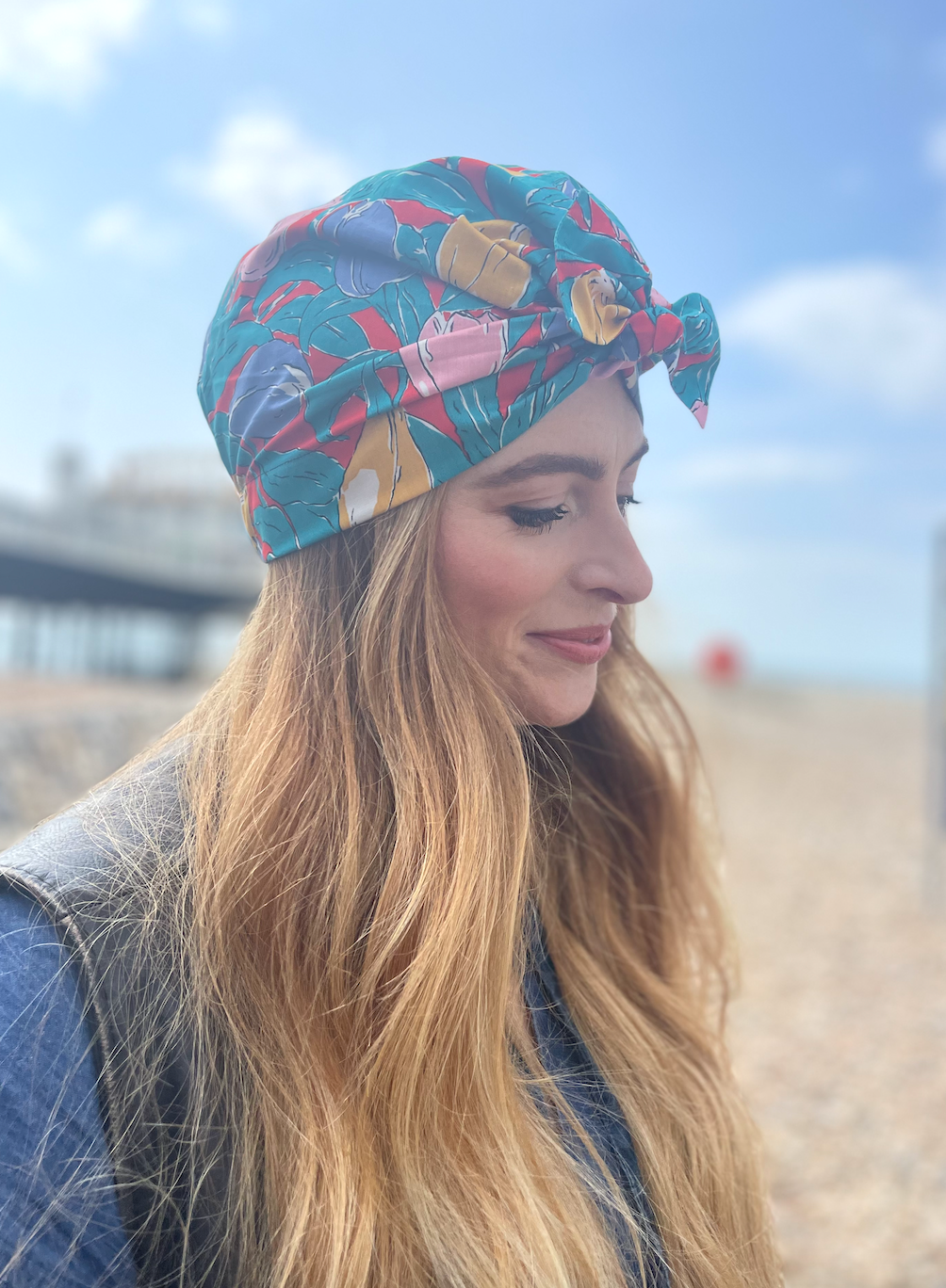Ladies Turban Hat - Vintage Liberty of London Tulip - Bright floral