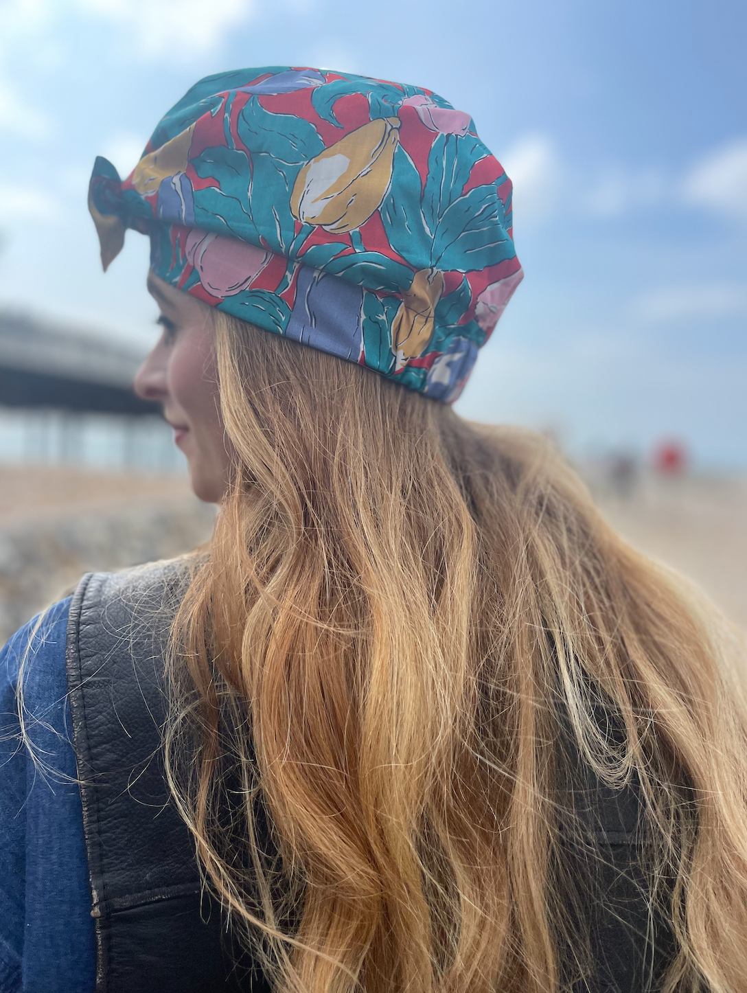 Ladies Turban Hat - Vintage Liberty of London Tulip - Bright floral
