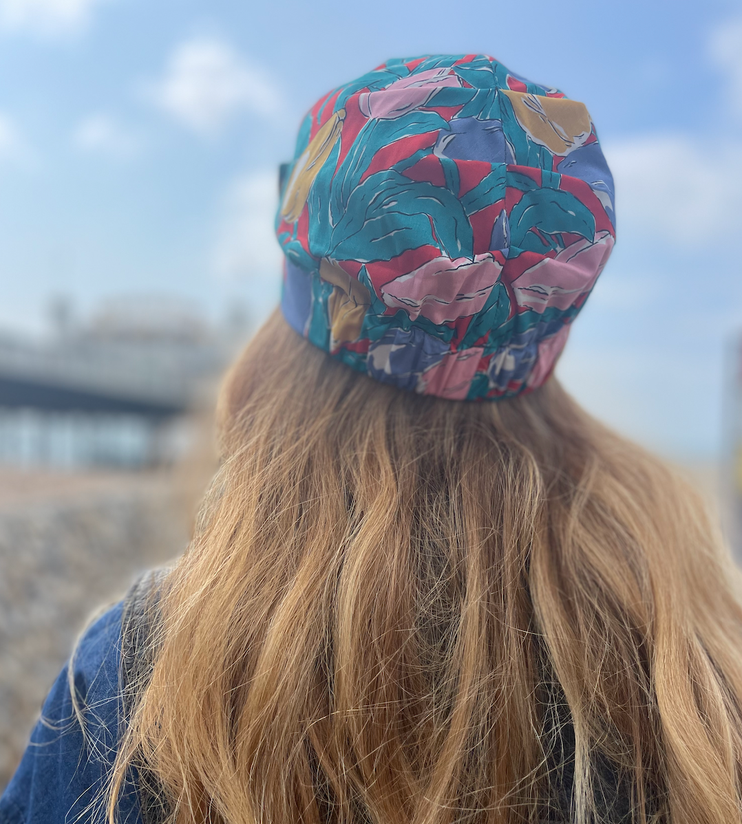 Ladies Turban Hat - Vintage Liberty of London Tulip - Bright floral