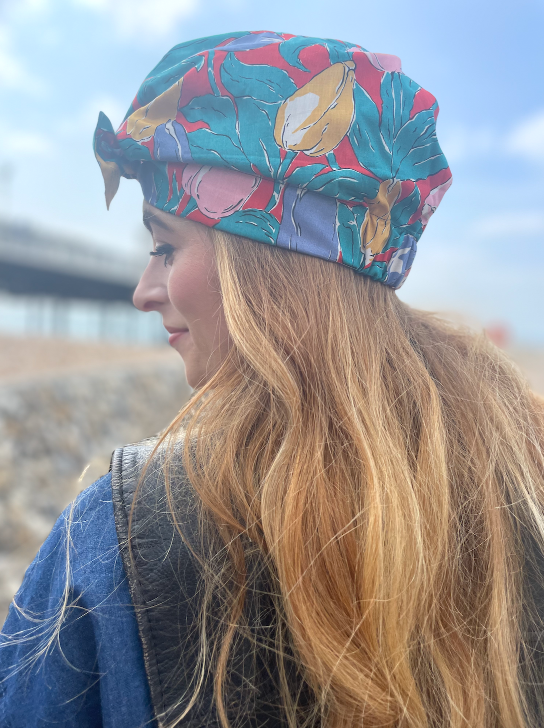 Ladies Turban Hat - Vintage Liberty of London Tulip - Bright floral