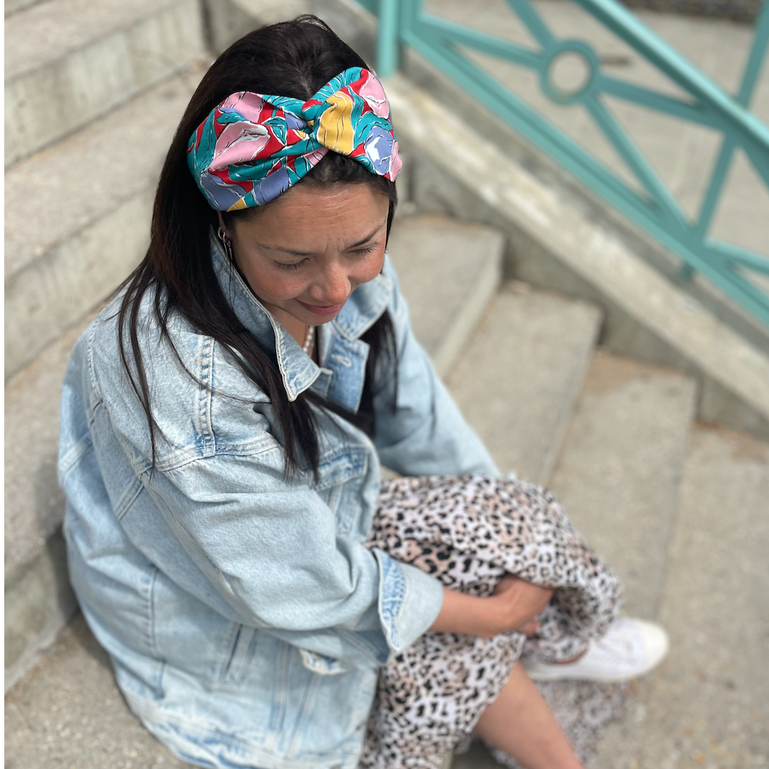 Twisted Turban Headband - Liberty of London Tulips Vintage Bright Floral