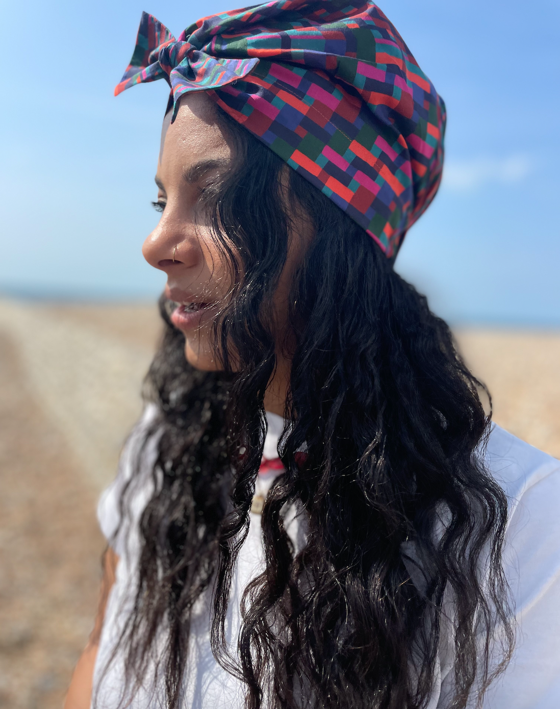 Ladies Turban Hat - Liberty of London Ziggy - Graphic bright print
