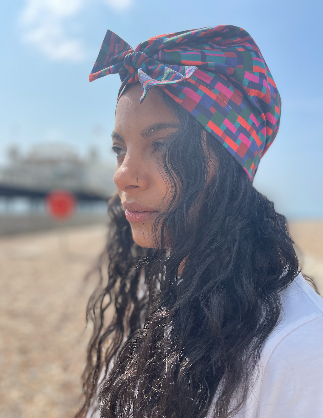 Ladies Turban Hat - Liberty of London Ziggy - Graphic bright print