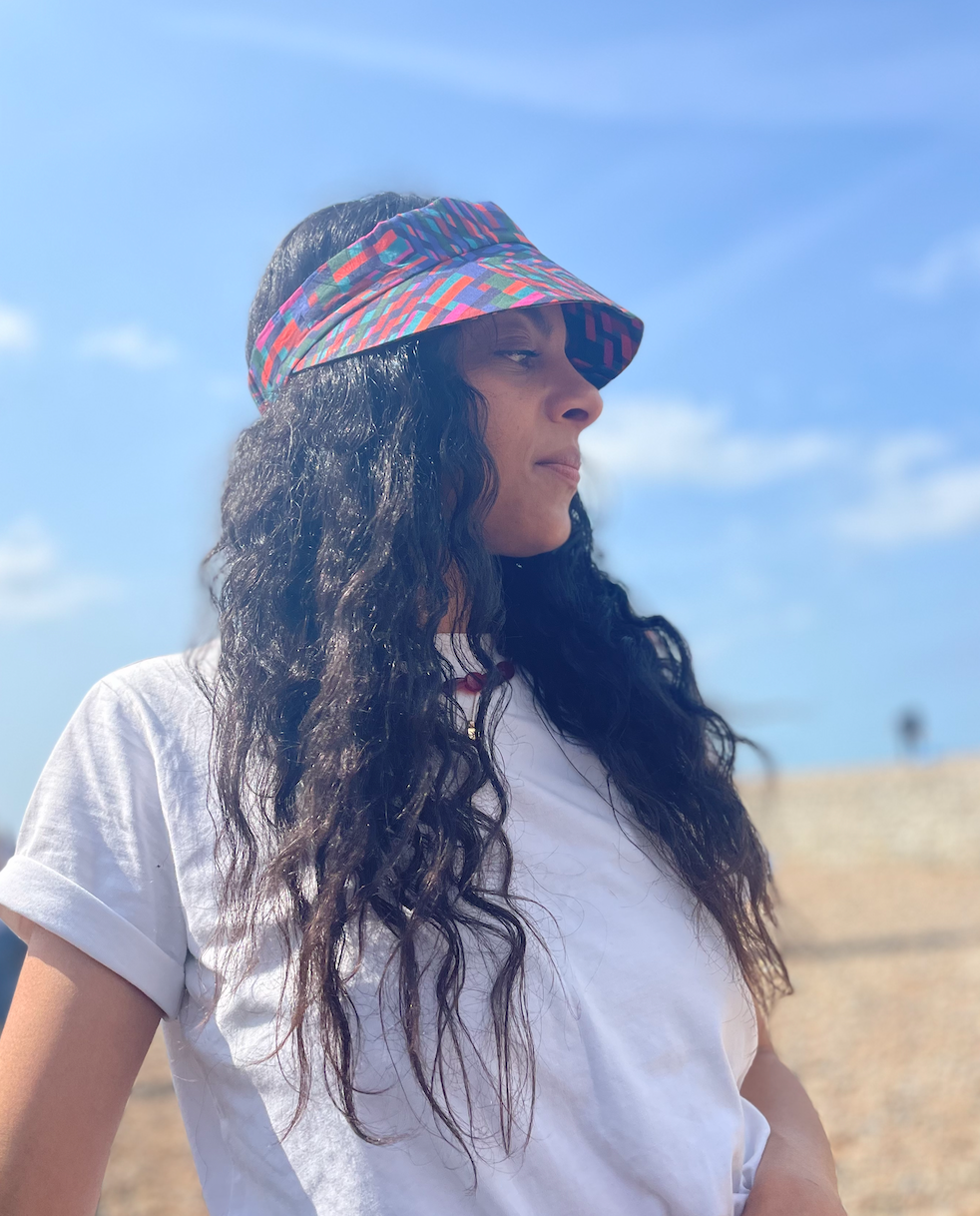 Sun Visor in Liberty Ziggy - Bright Geometric Graphic print