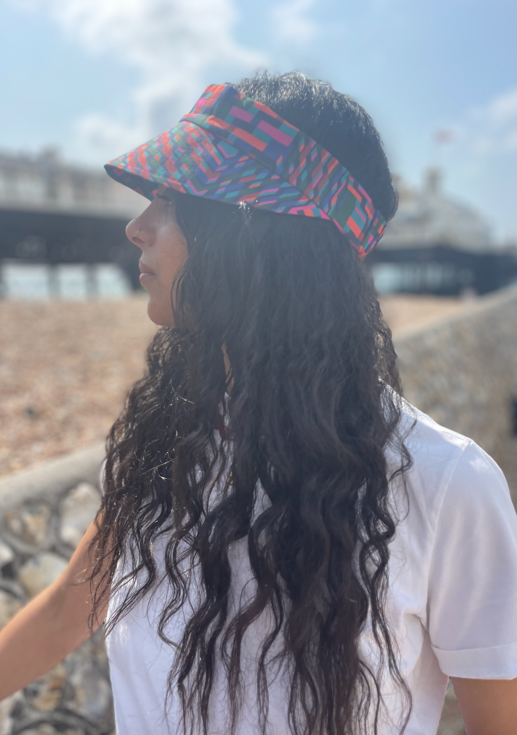 Sun Visor in Liberty Ziggy - Bright Geometric Graphic print