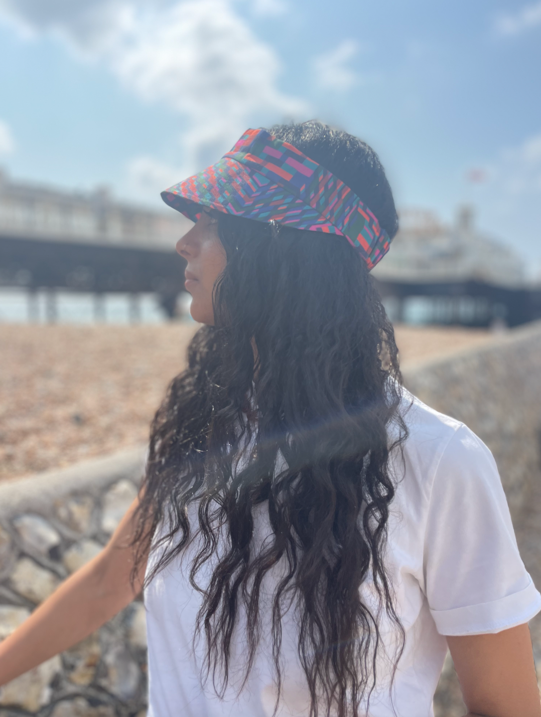 Sun Visor in Liberty Ziggy - Bright Geometric Graphic print