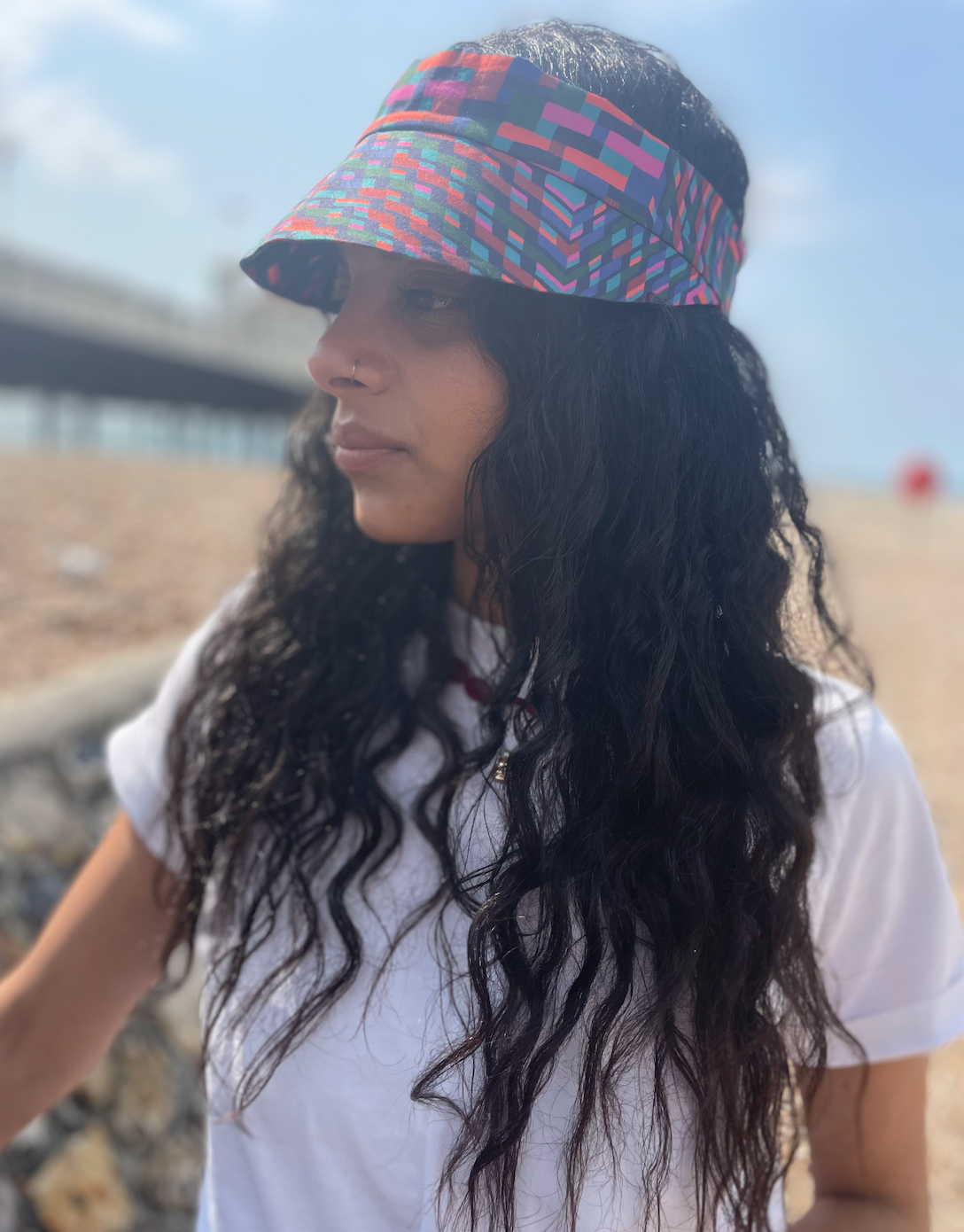 Sun Visor in Liberty Ziggy - Bright Geometric Graphic print