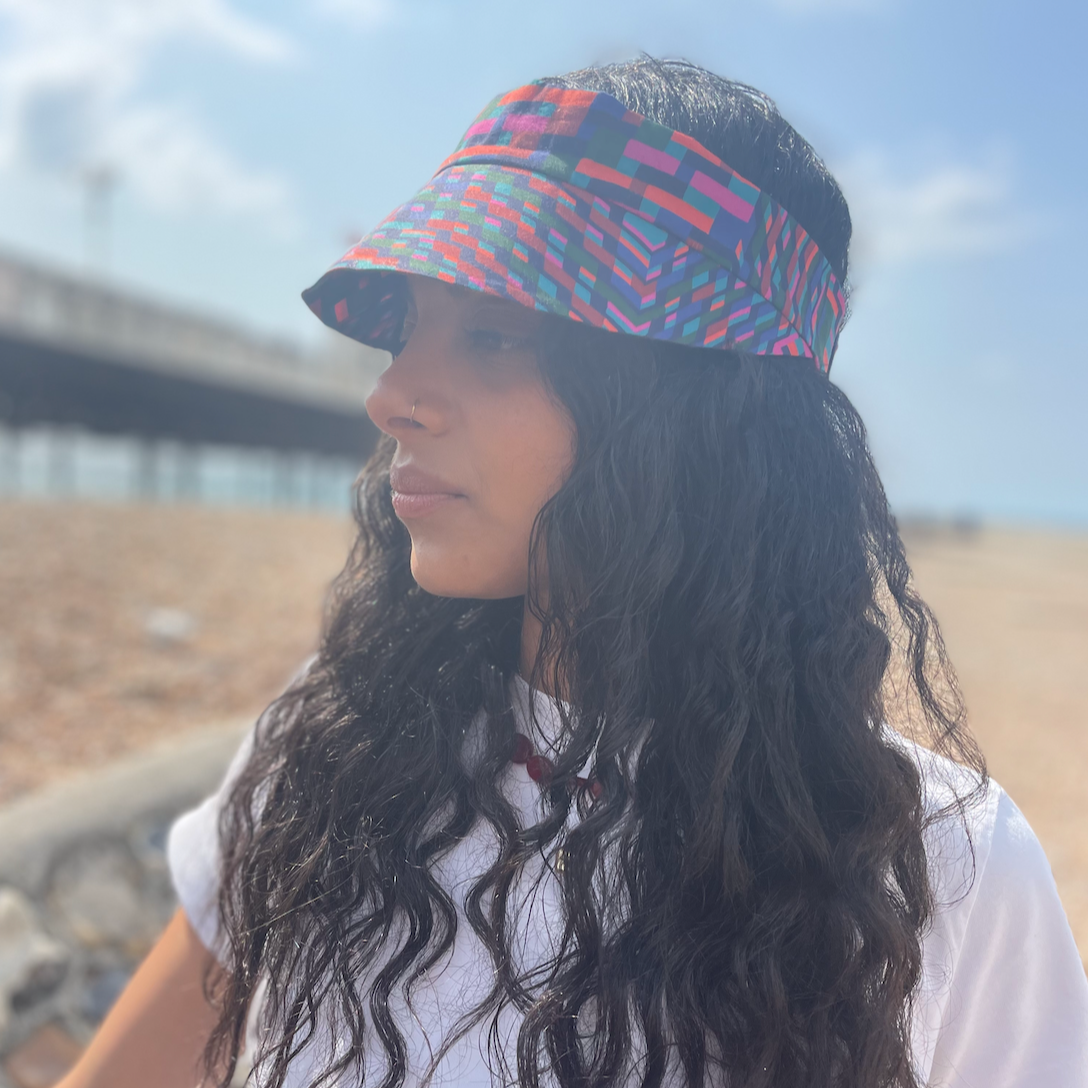 Sun Visor in Liberty Ziggy - Bright Geometric Graphic print