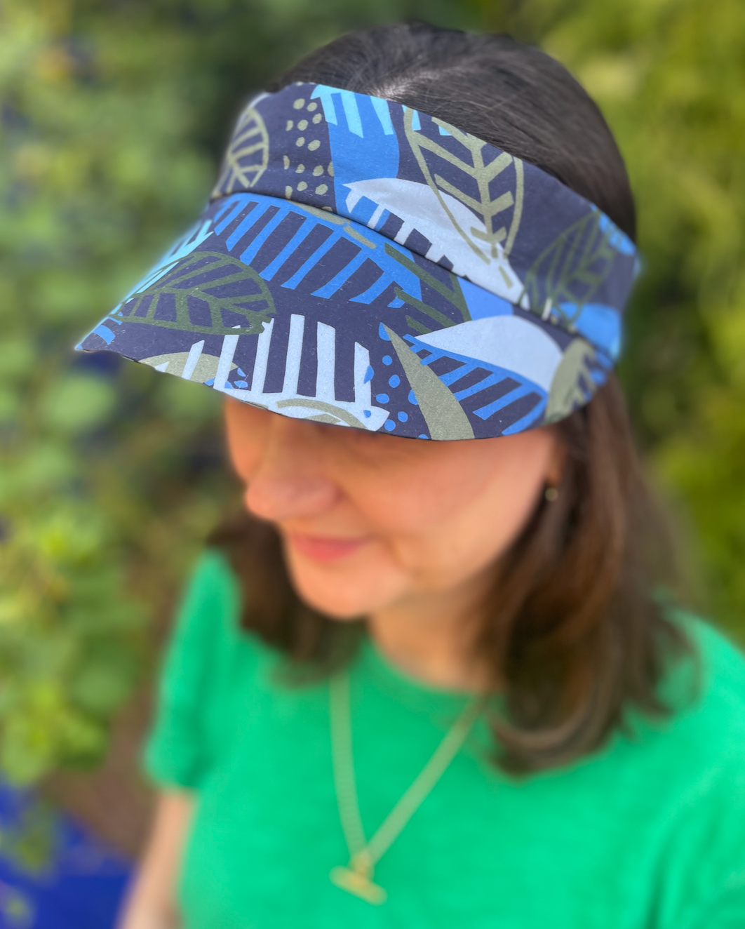 Sun Visor in Liberty Blue Memphis Trail - Bright Botanical print