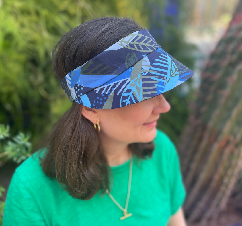 Sun Visor in Liberty Blue Memphis Trail - Bright Botanical print