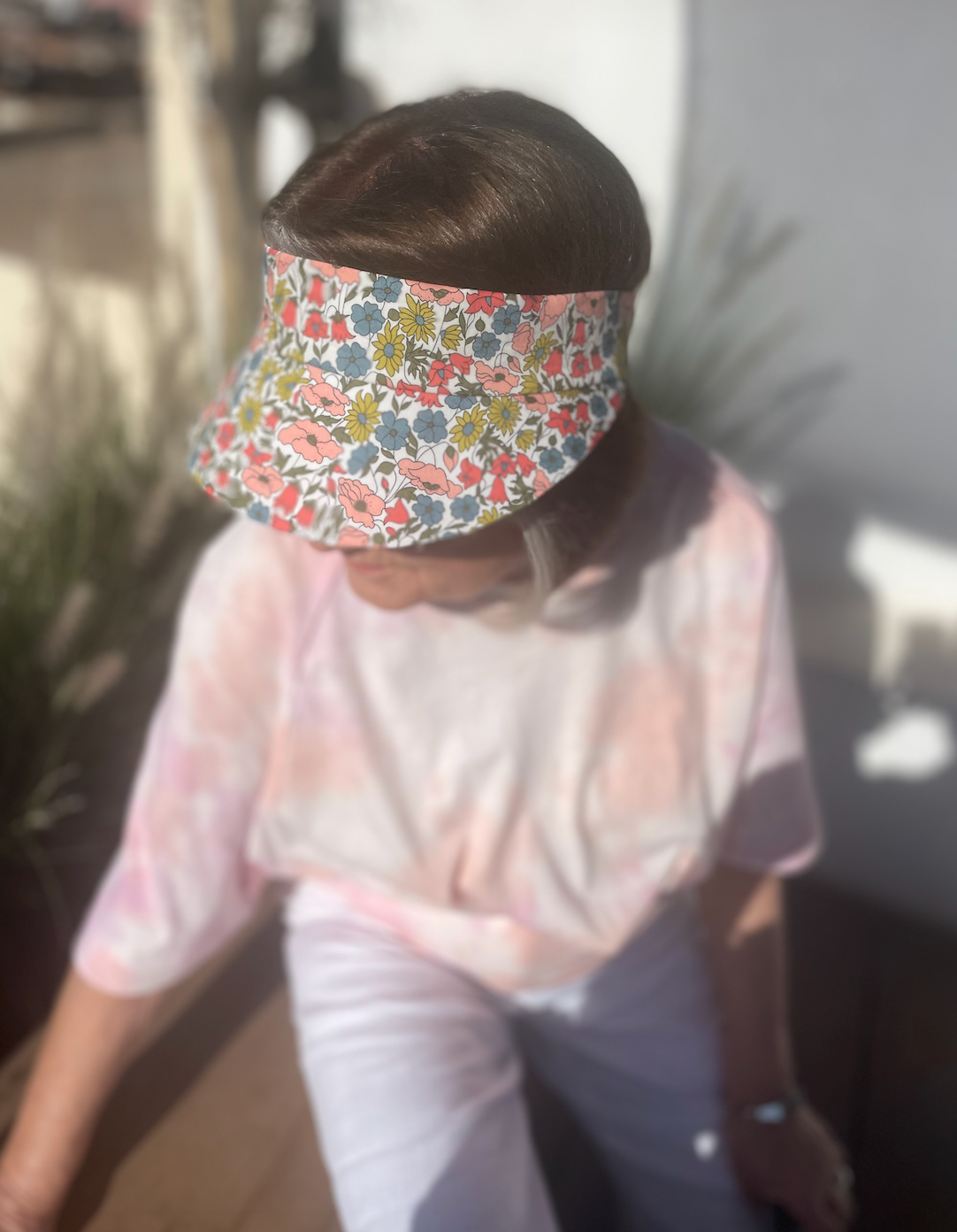 Sun Visor in Liberty Poppy & Daisy - Bright Floral print