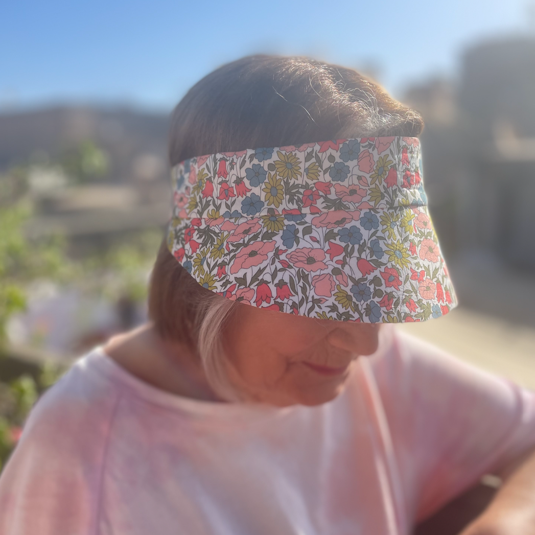 Sun Visor in Liberty Poppy & Daisy - Bright Floral print