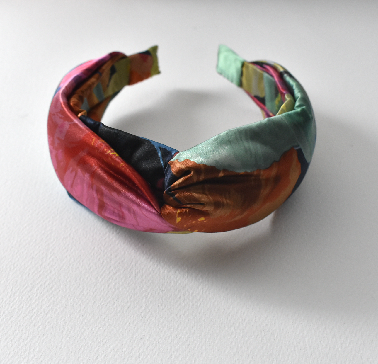 Luxury Silk Twisted Alice band - Liberty London Poppy Fantastic Big Bright Floral on Silk