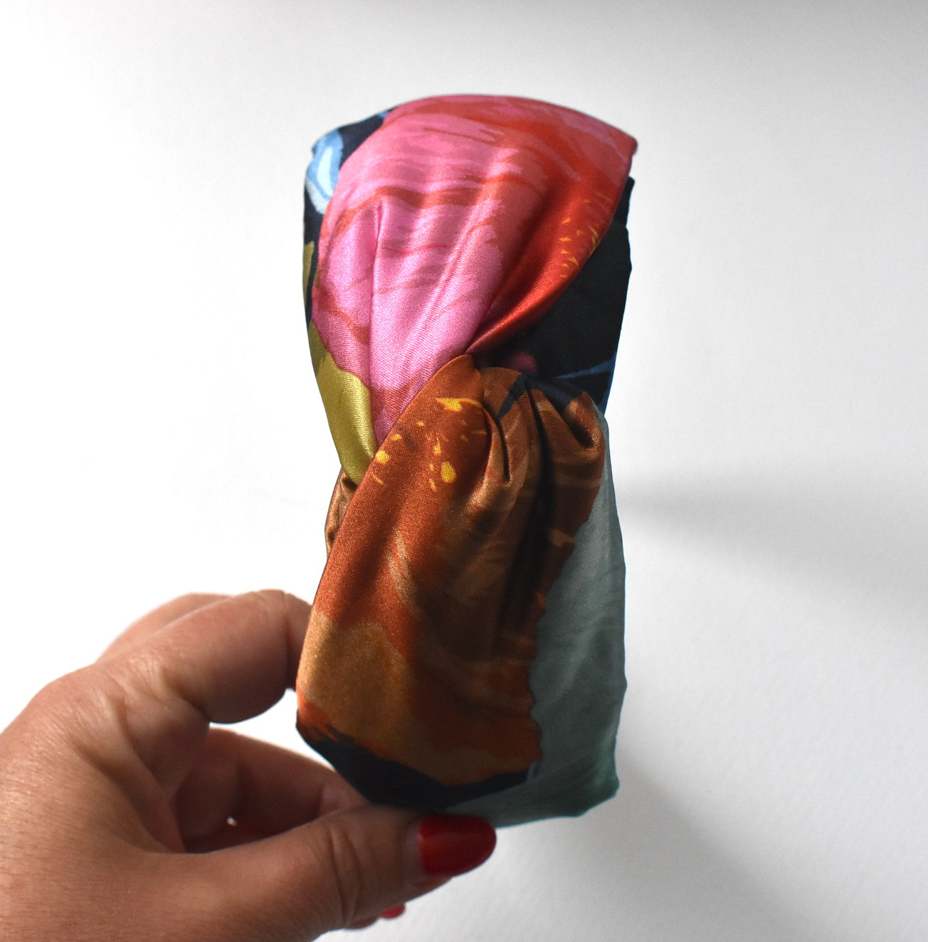 Luxury Silk Twisted Alice band - Liberty London Poppy Fantastic Big Bright Floral on Silk