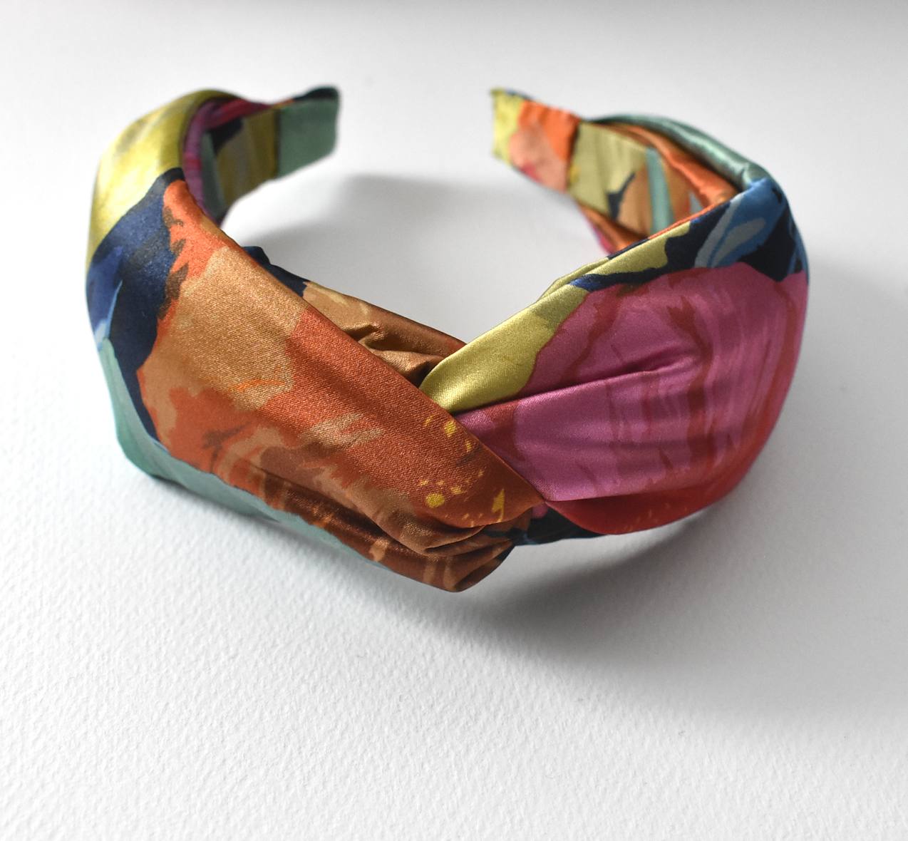 Luxury Silk Twisted Alice band - Liberty London Poppy Fantastic Big Bright Floral on Silk