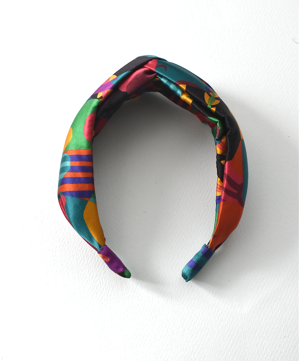 Luxury Silk Twisted Alice band - Liberty of London Curation - Multicolour Graphic on Silk