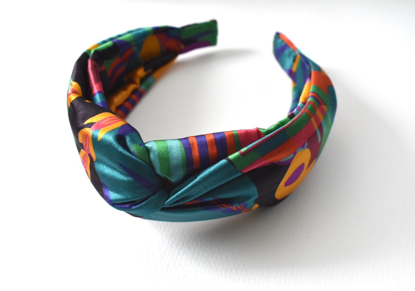 Luxury Silk Twisted Alice band - Liberty of London Curation - Multicolour Graphic on Silk