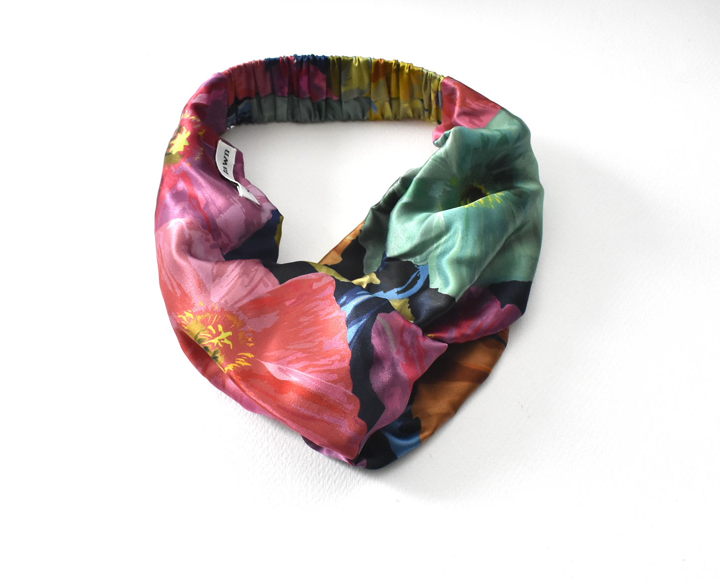 Silk Twisted Turban hairband and neck scarf in Liberty of London Poppy Fantastic Big Floral Graphic in Silk