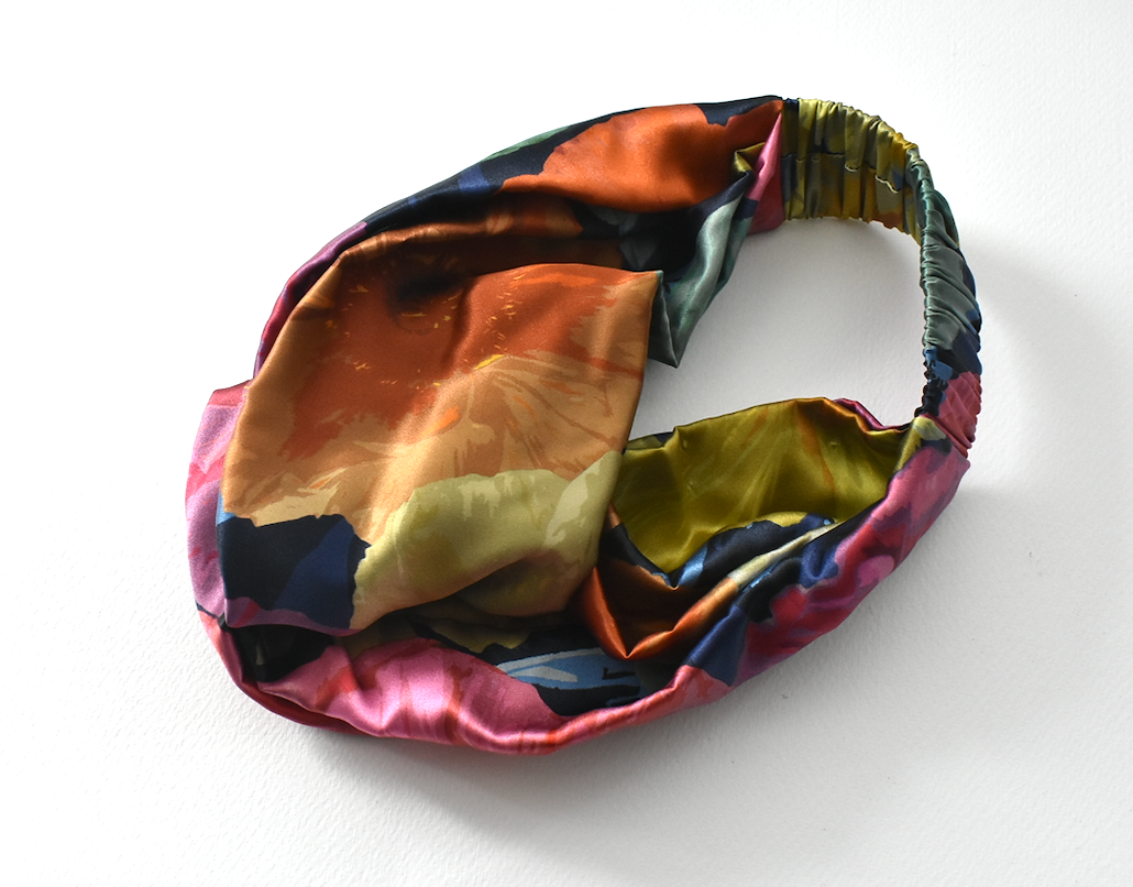 Silk Twisted Turban hairband and neck scarf in Liberty of London Poppy Fantastic Big Floral Graphic in Silk