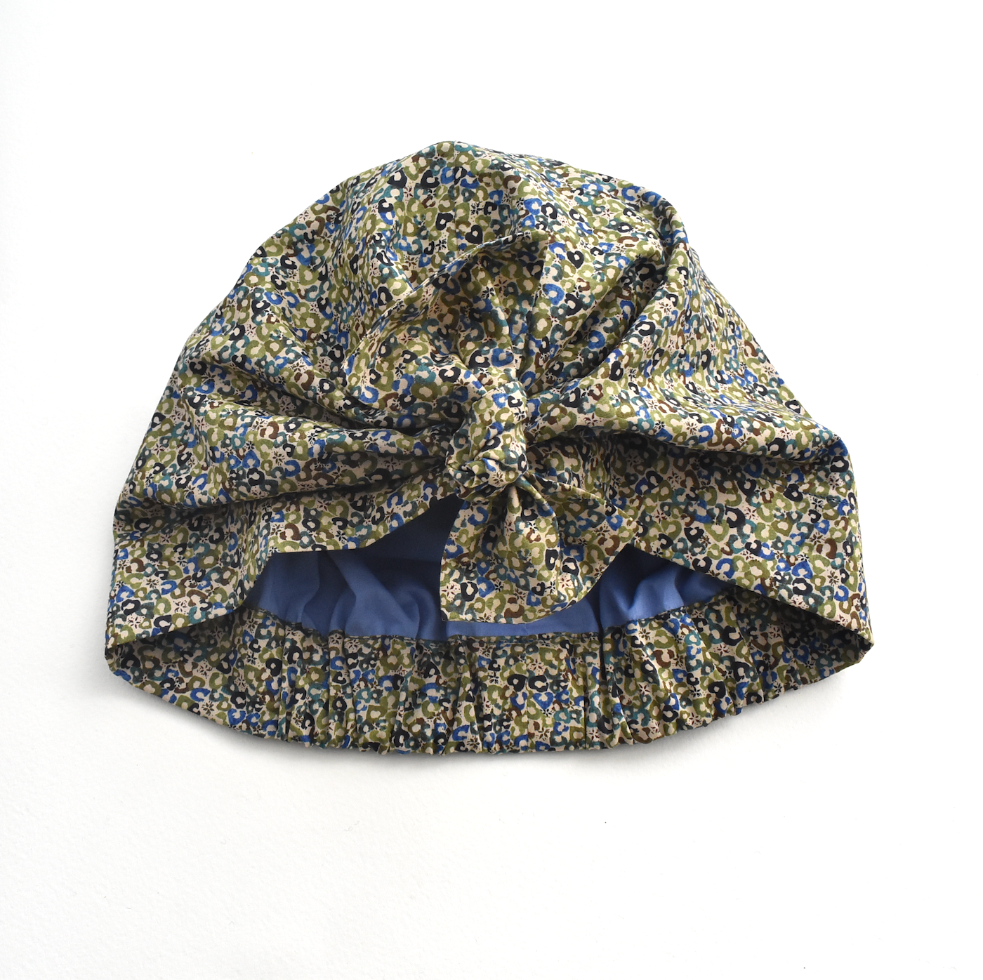 Ladies Turban Hat - Liberty of London Green Sweet Cherries print