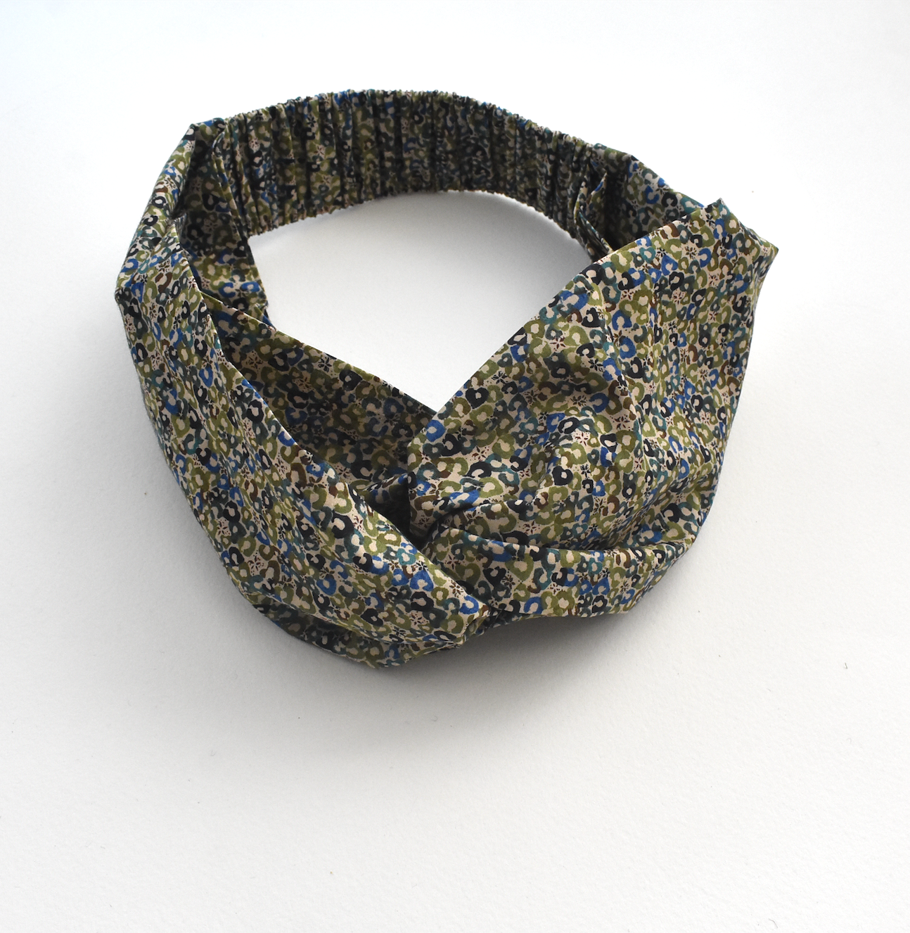 Twisted Turban Headband - Liberty of London Green Sweet Cherries - Ditsy print