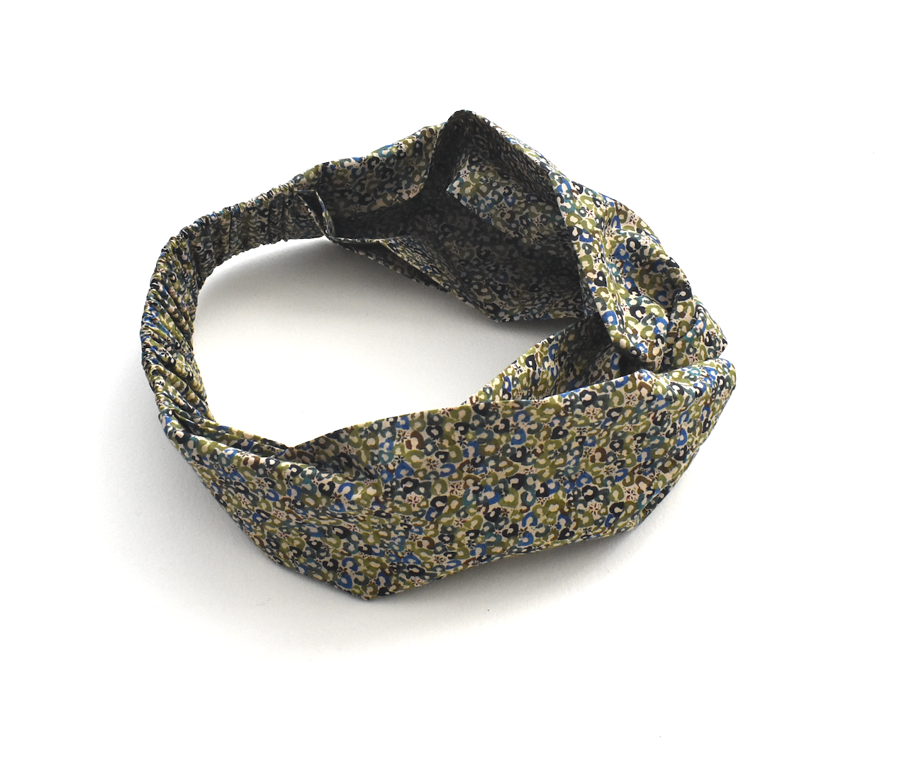 Twisted Turban Headband - Liberty of London Green Sweet Cherries - Ditsy print