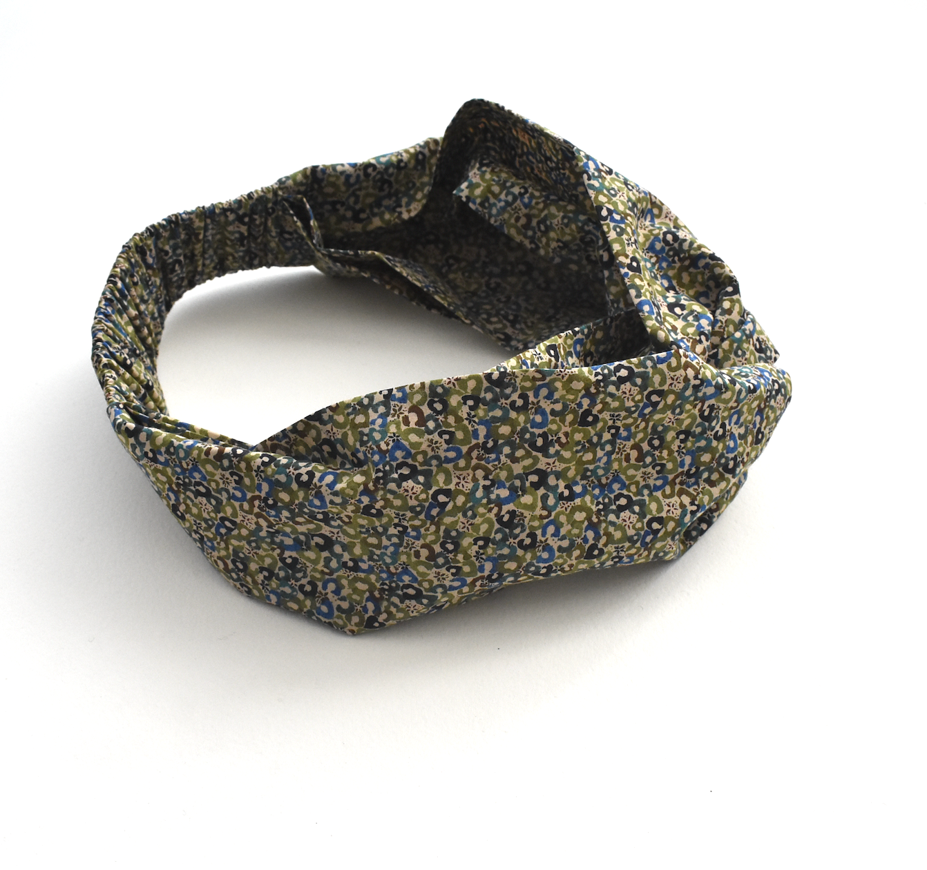 Twisted Turban Headband - Liberty of London Green Sweet Cherries - Ditsy print