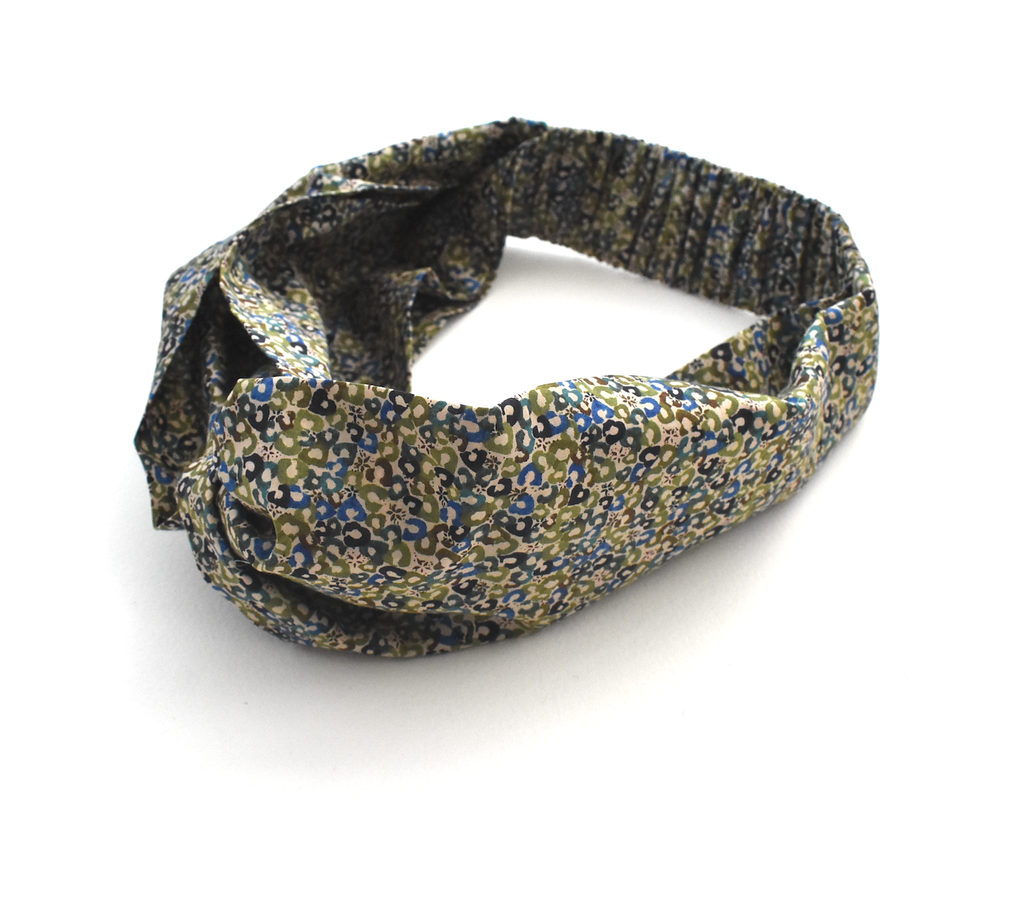 Twisted Turban Headband - Liberty of London Green Sweet Cherries - Ditsy print