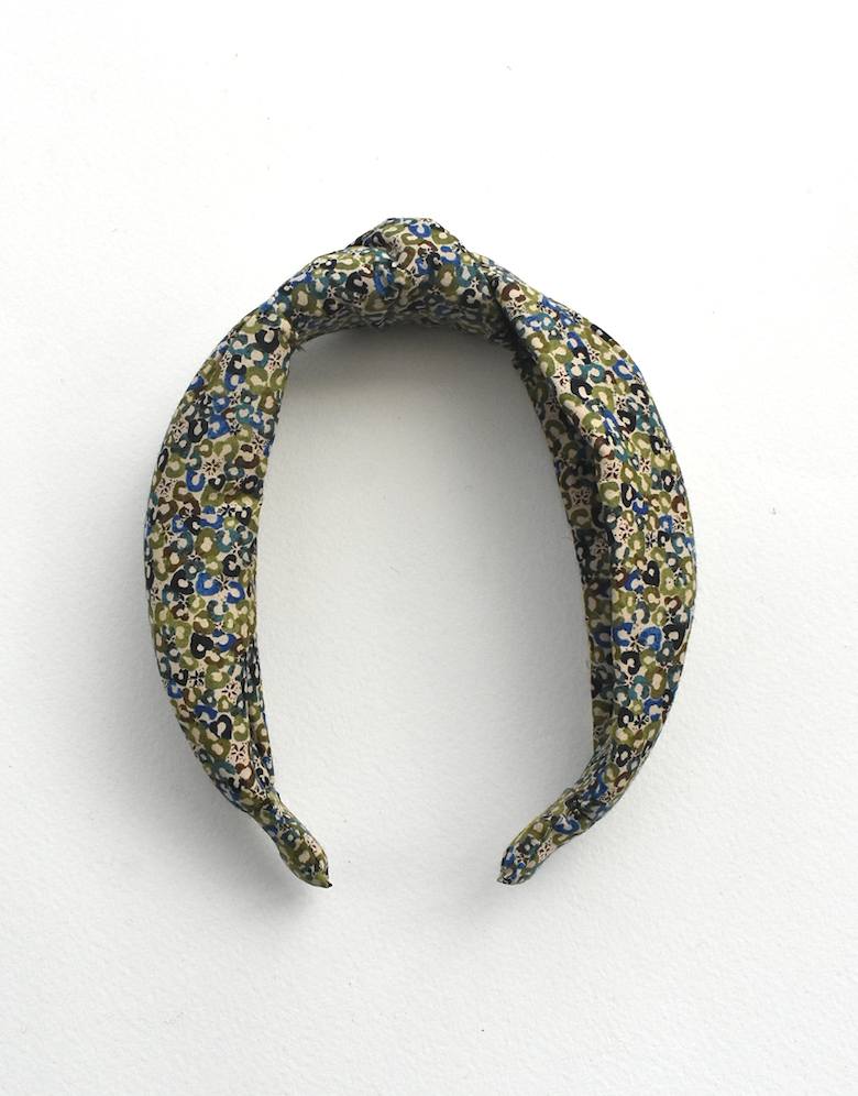 Classic Knot head band - Liberty of London Green Sweet Cherries - Ditsy print