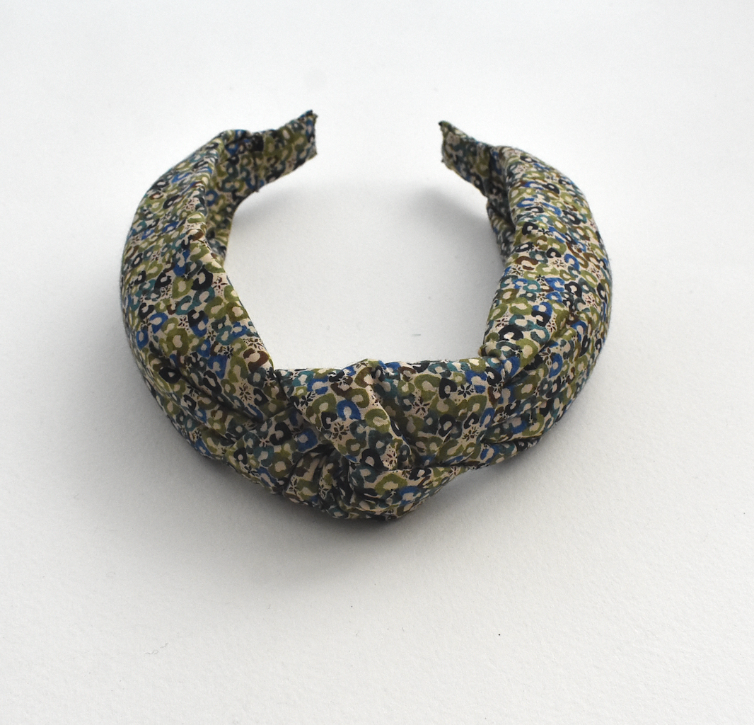 Classic Knot head band - Liberty of London Green Sweet Cherries - Ditsy print
