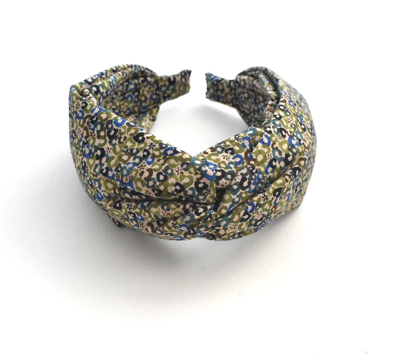 Twisted Alice Headband - Liberty London Green Sweet Cherries - Ditsy print