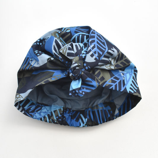 Ladies Turban Hat - Liberty of London Blue Memphis Trail Abstract Floral print