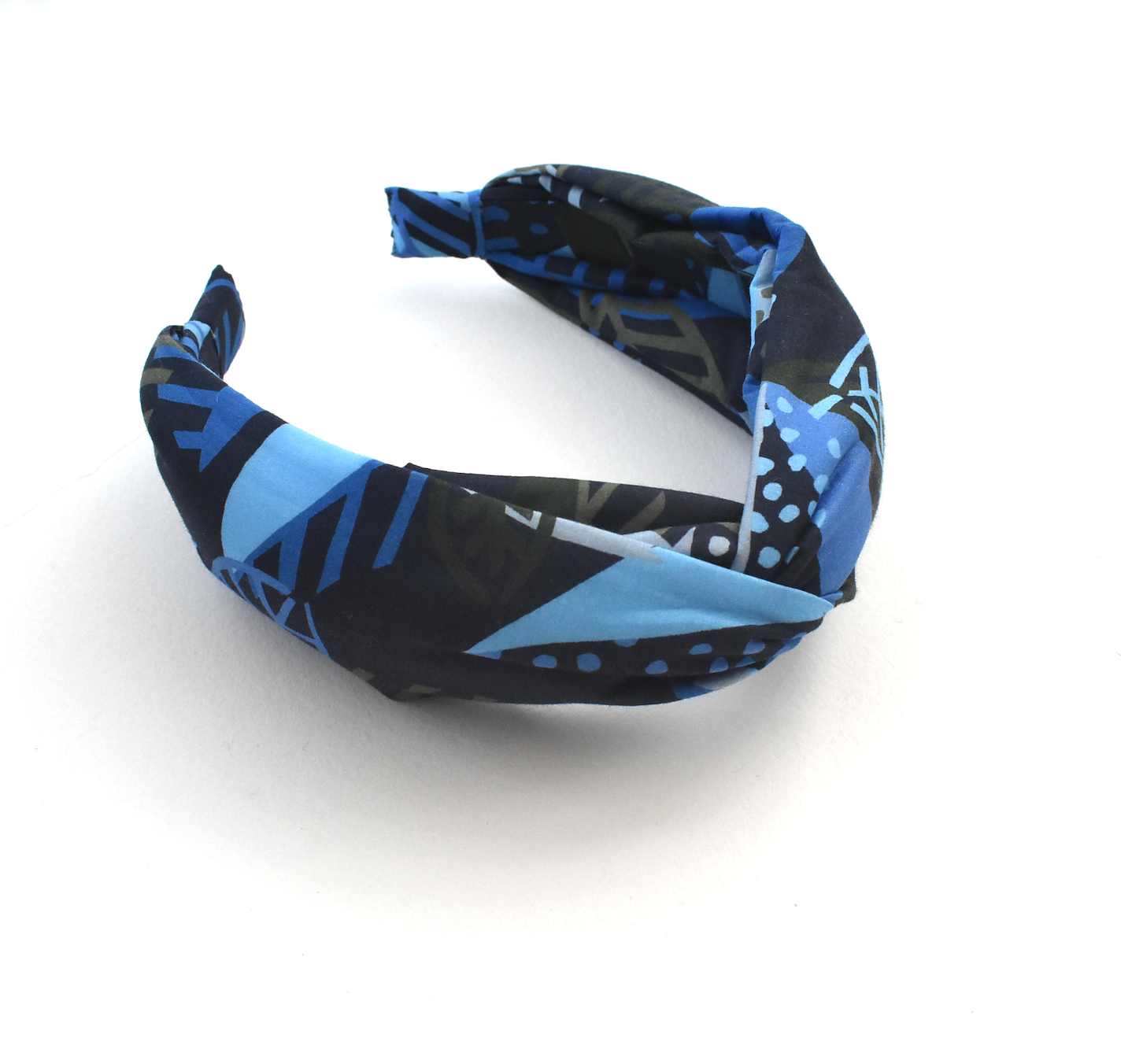 Twisted Alice Headband - Liberty London Blue Memphis Trail Abstract Floral print