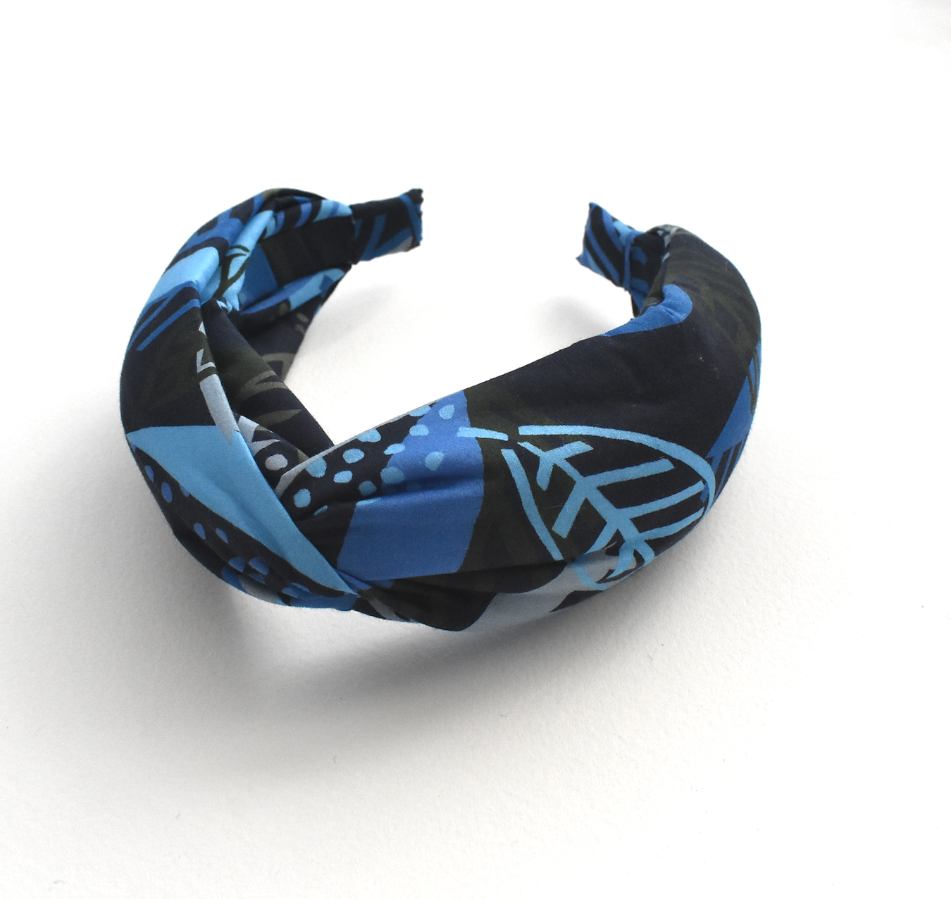 Twisted Alice Headband - Liberty London Blue Memphis Trail Abstract Floral print