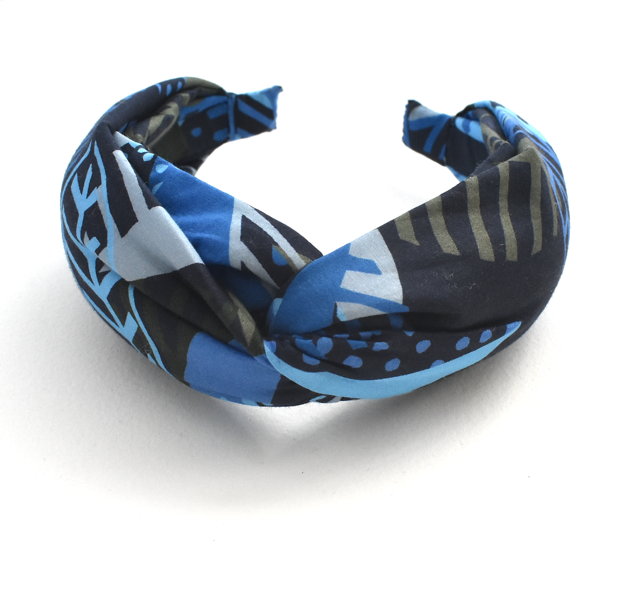 Twisted Alice Headband - Liberty London Blue Memphis Trail Abstract Floral print