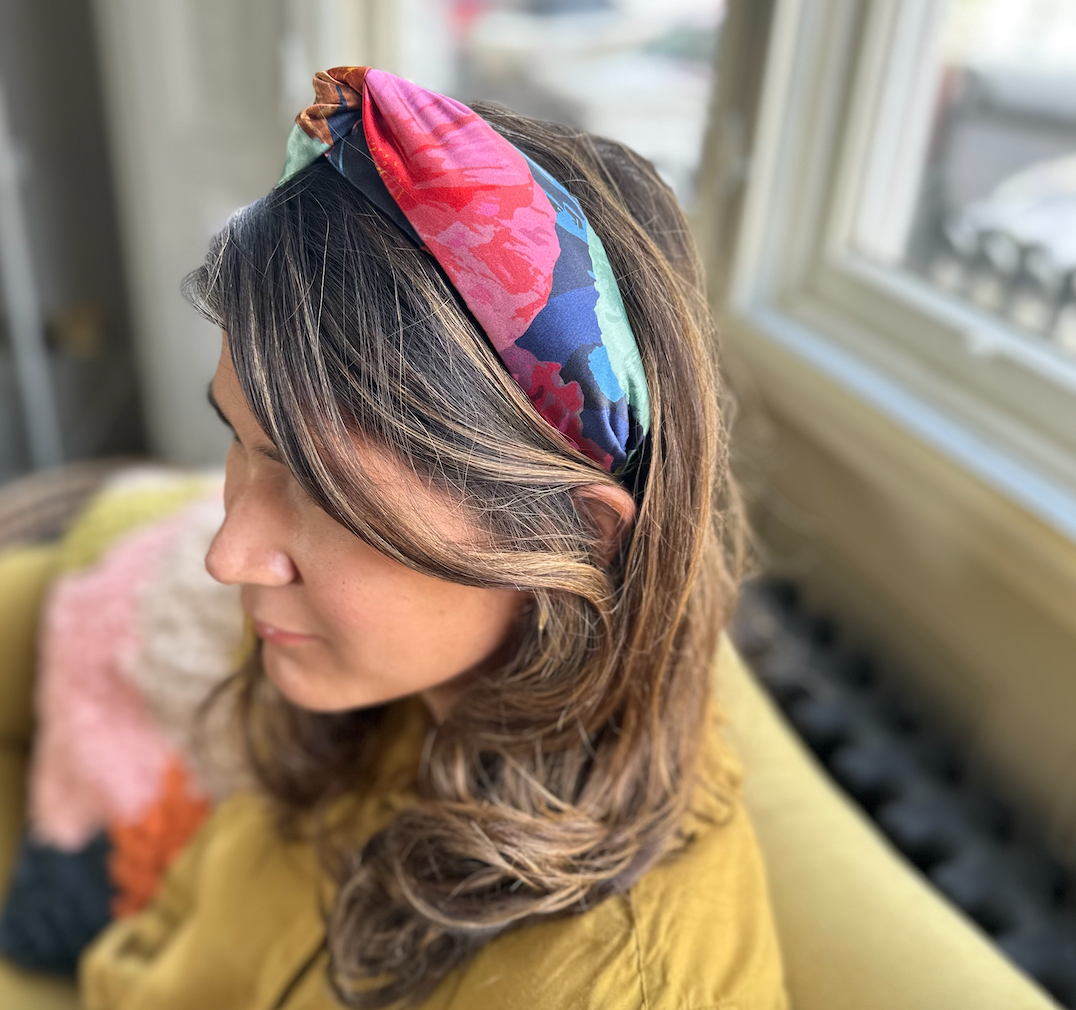 Luxury Silk Twisted Alice band - Liberty London Poppy Fantastic Big Bright Floral on Silk