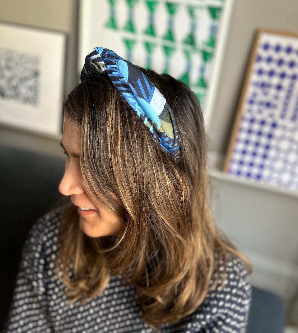Classic Knot head band - Liberty of London Blue Memphis Trail Abstract Floral print