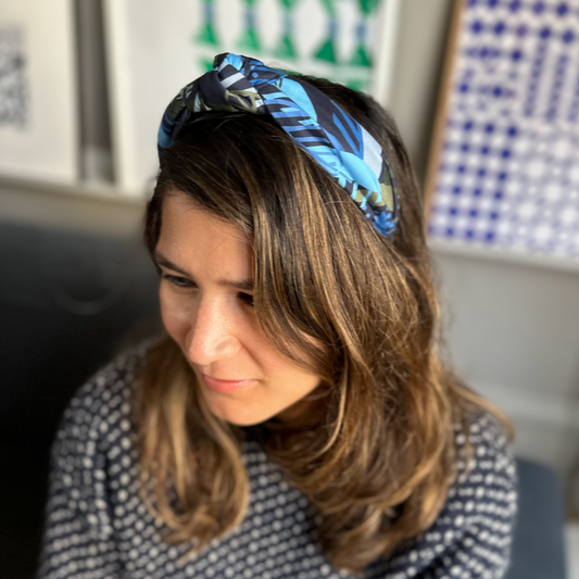 Classic Knot head band - Liberty of London Blue Memphis Trail Abstract Floral print