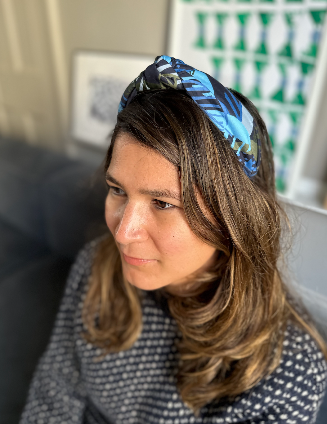 Classic Knot head band - Liberty of London Blue Memphis Trail Abstract Floral print