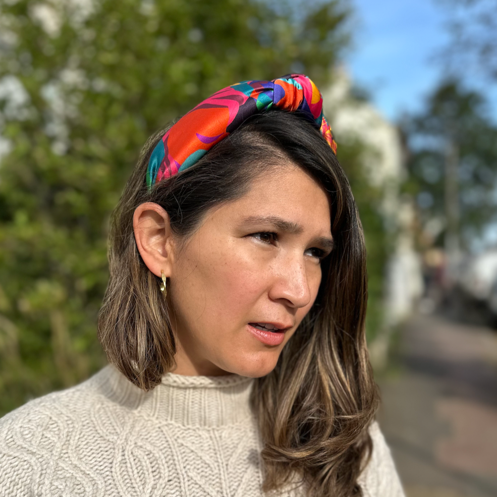 Luxury Silk Knot Alice band - Liberty of London Curation Multicolour Bright 100% Silk-Satin