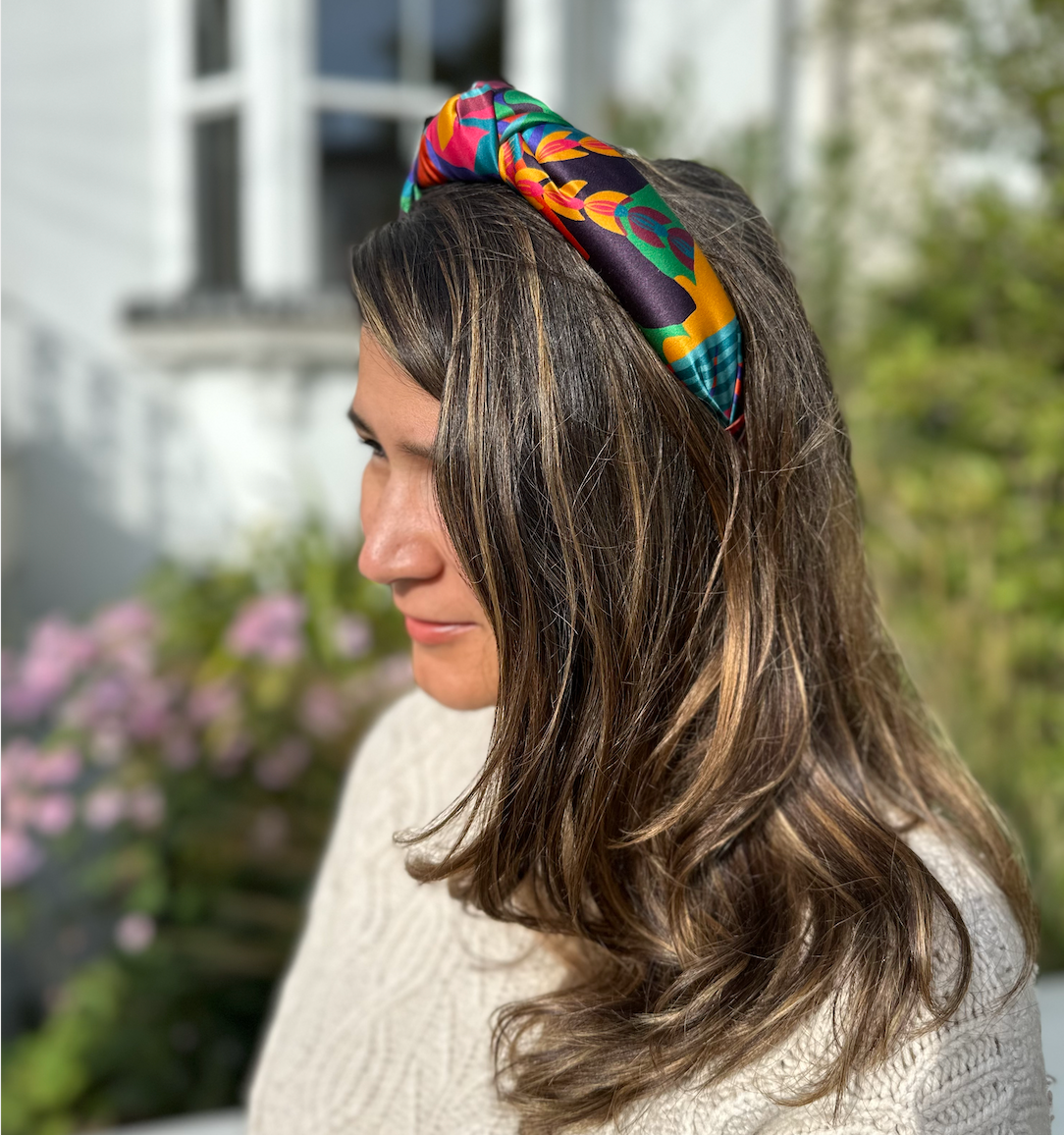 Luxury Silk Knot Alice band - Liberty of London Curation Multicolour Bright 100% Silk-Satin
