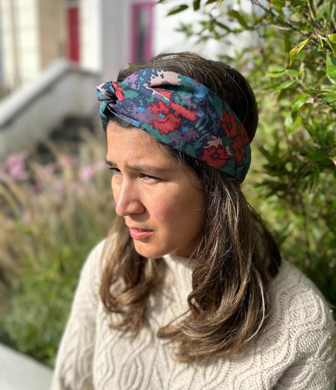 Twisted Turban hairband in Vintage Bright Floral Liberty of London Lantana